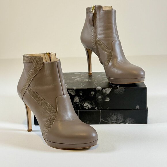 Elizee Taupe Beige Deia Side-Zip Platform Bootie - Picture 3 of 11